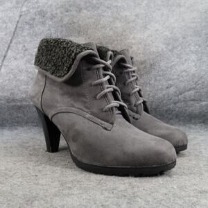 White Mt Shoes Womens 9 Bootie Fashion Lace Up Heel Ankle Boots Faux Fur Classic